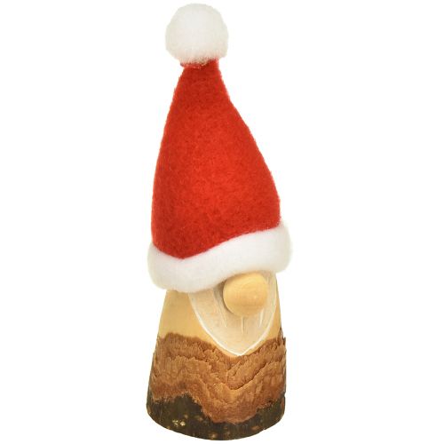 Artikel Dekorativ tomte i trä jultomte med hatt röd natur 10/12cm 4st