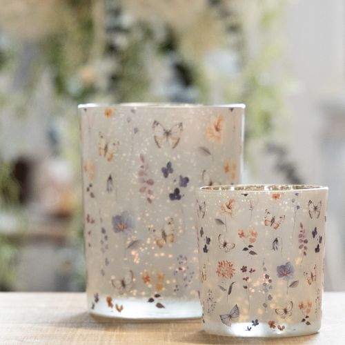 Artikel Dekorativ glaslykta med fjärilsdesign för eleganta heminredningsdetaljer, 8 cm, 4 stycken