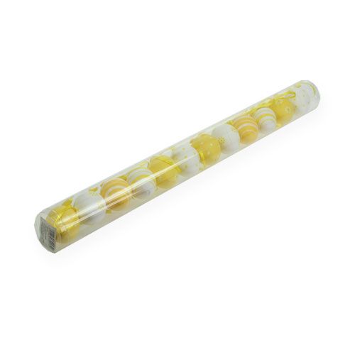 Floristik24 Dekorativa påskägg gula, vita blandade 6,5 cm 12p