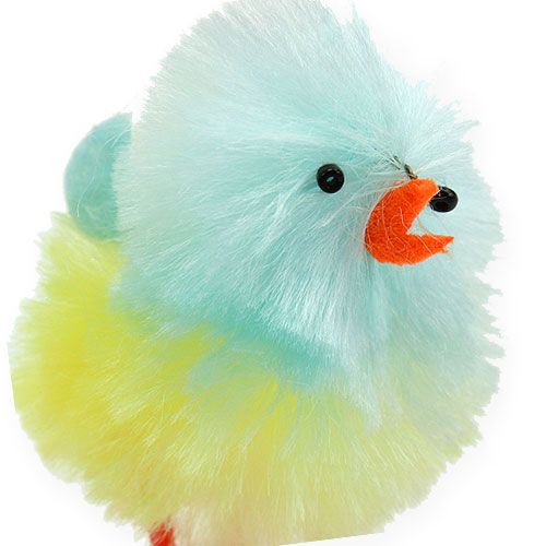 Floristik24 Chenille kycklingar gul, blå 5cm 4st