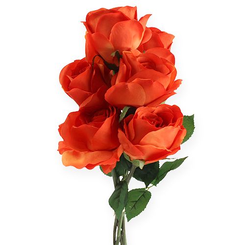 Floristik24 Dekorativa rosor orange 32 cm 6st