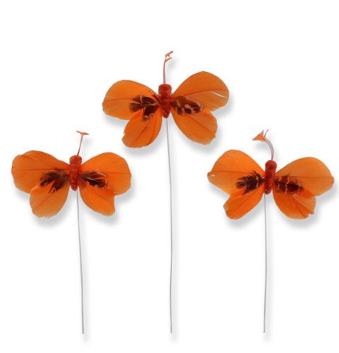 Floristik24 Dekorativa fjärilar på orange orange 9cm 36p