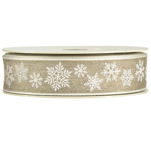 Artikel Dekorationsband Jul snöflinga grå vit B25mm L20m