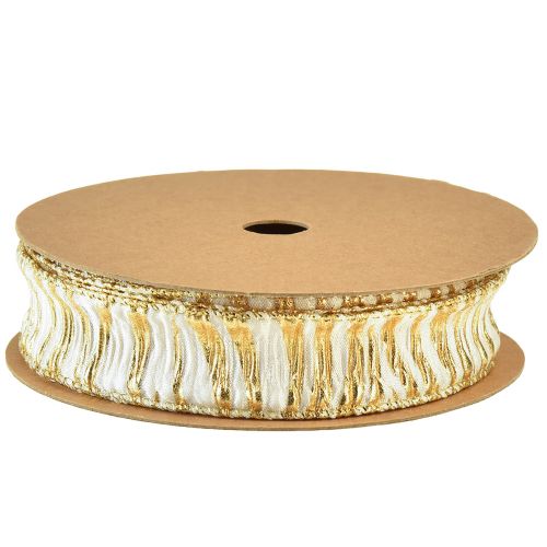 Artikel Dekorband chiffong vit/guld 25mm 15m