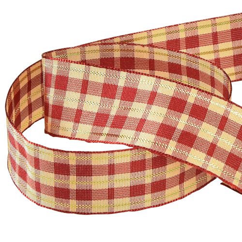 Artikel Dekorationsband dekorativt band rutigt band rött beige guld B25mm L20m