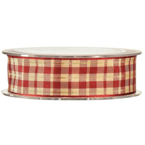 Artikel Dekorationsband dekorativt band rutigt band rött beige guld B25mm L20m