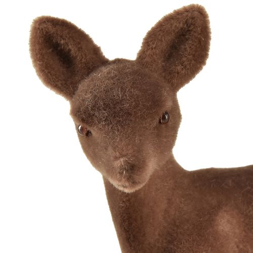 Artikel Dekorativ figur rådjur fawn flockade bruna julfigurer 10,5cm 6 st