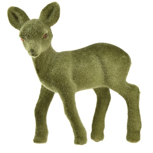 Artikel Dekorativ figur rådjur fawn flockade julfigurer grön 10,5cm 6 st