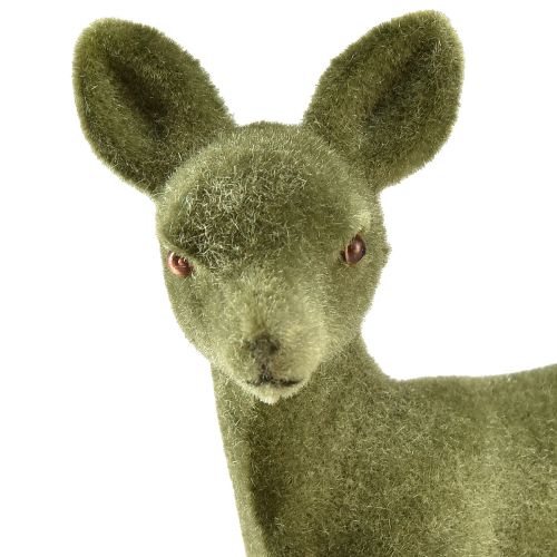Artikel Dekorativ figur rådjur fawn flockade julfigurer grön 10,5cm 6 st