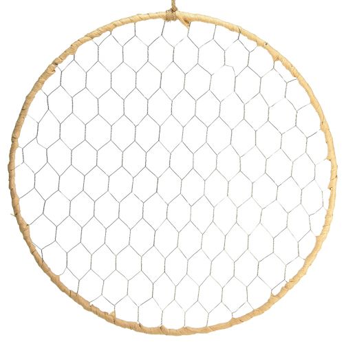 Artikel Dekorativ ring metall hängande dekoration Raffia silver natur Ø38cm 4 st