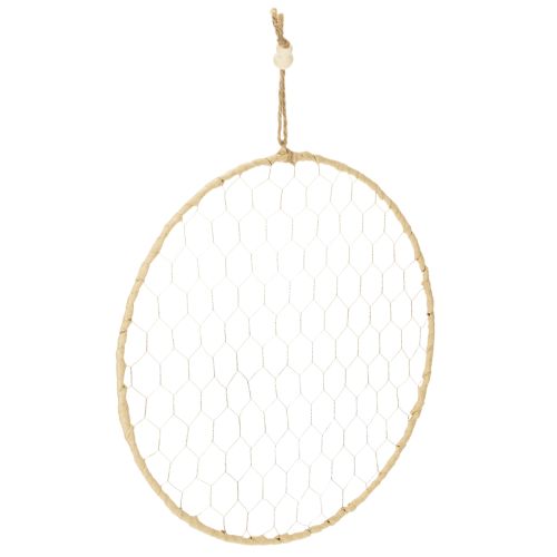 Floristik24 Dekorativ metallring Ø38cm, hängande dekoration, raffia, silver, naturlig, bohemisk väggdekoration, mångsidig dekoration, 4 stycken