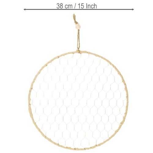 Artikel Dekorativ metallring Ø38cm, hängande dekoration, raffia, silver, naturlig, bohemisk väggdekoration, mångsidig dekoration, 4 stycken