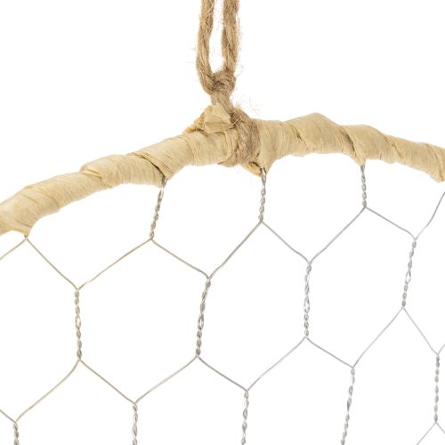 Artikel Dekorativ metallring Ø38cm, hängande dekoration, raffia, silver, naturlig, bohemisk väggdekoration, mångsidig dekoration, 4 stycken
