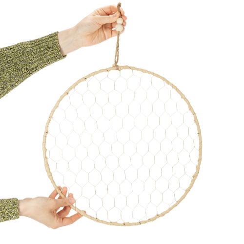 Artikel Dekorativ metallring Ø38cm, hängande dekoration, raffia, silver, naturlig, bohemisk väggdekoration, mångsidig dekoration, 4 stycken