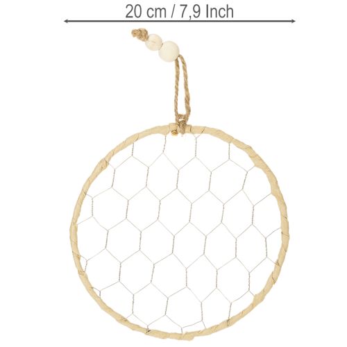 Artikel Dekorativa hängringar i metall, raffia, Ø20 cm, 4 stycken, bohemisk väggdekoration, fönsterdekoration