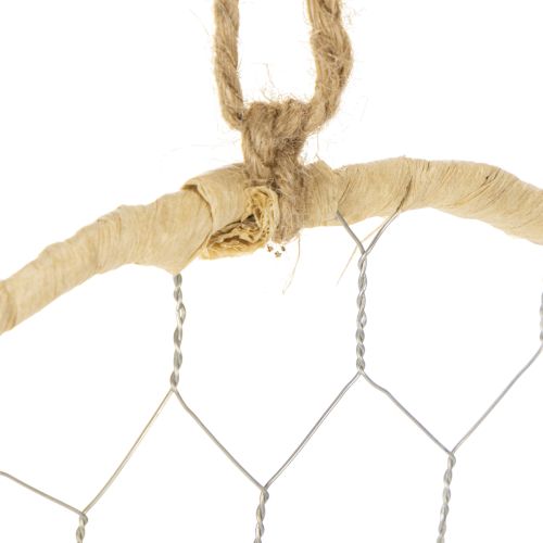 Artikel Dekorativa hängringar i metall, raffia, Ø20 cm, 4 stycken, bohemisk väggdekoration, fönsterdekoration