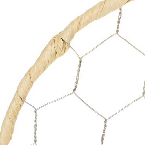 Artikel Dekorativa hängringar i metall, raffia, Ø20 cm, 4 stycken, bohemisk väggdekoration, fönsterdekoration
