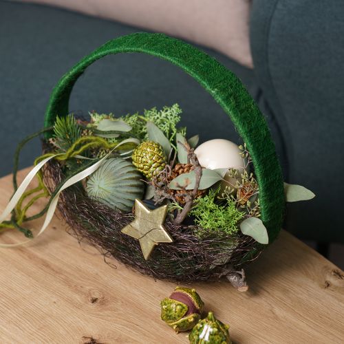 Artikel Dekorativ ring jute dekorationsögla grön mörkgrön 4cm Ø30cm 2st