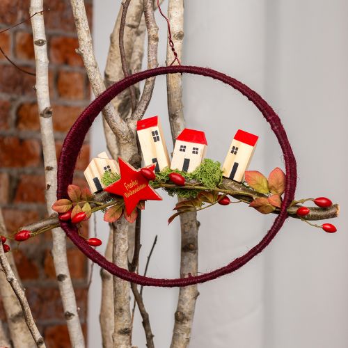 Artikel Dekorativ ring jute dekorationsögla röd mörkröd 4cm Ø30cm 2st