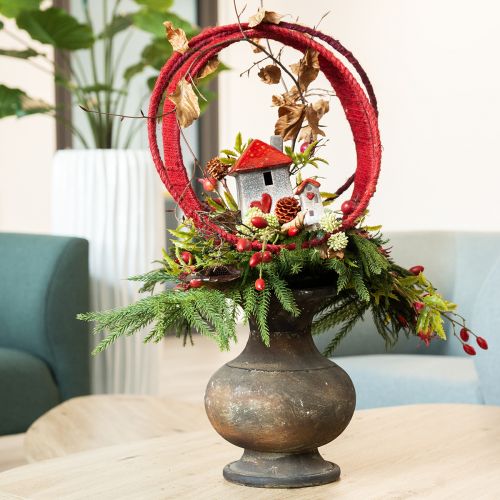 Artikel Dekorativ ring jute dekorationsögla röd mörkröd Ø30cm 4st