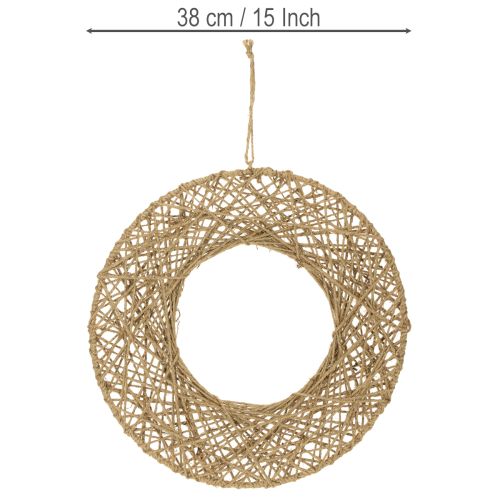 Artikel Dekorativa juteringar, naturlig stil, hängande dekoration, bohemisk stil, Ø38 cm, 2 stycken, metallringar, väggdekoration, fönsterdekoration