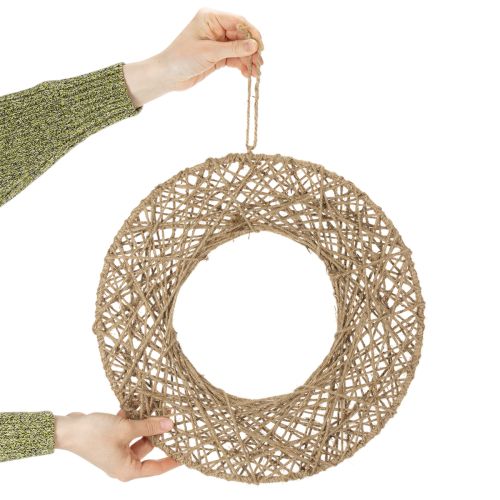 Artikel Dekorativa juteringar, naturlig stil, hängande dekoration, bohemisk stil, Ø38 cm, 2 stycken, metallringar, väggdekoration, fönsterdekoration