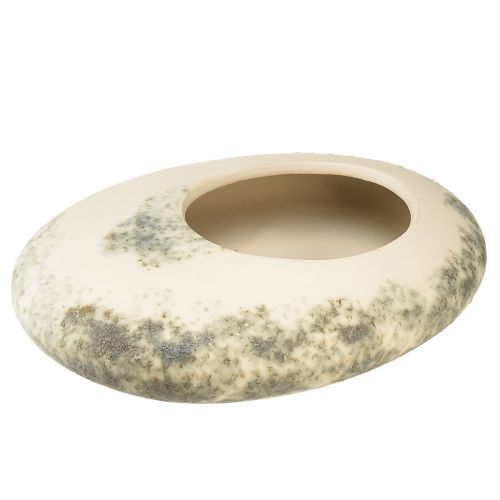 Artikel Dekorativ skål oval platt keramikskål krämgrågrön 19×14×5cm