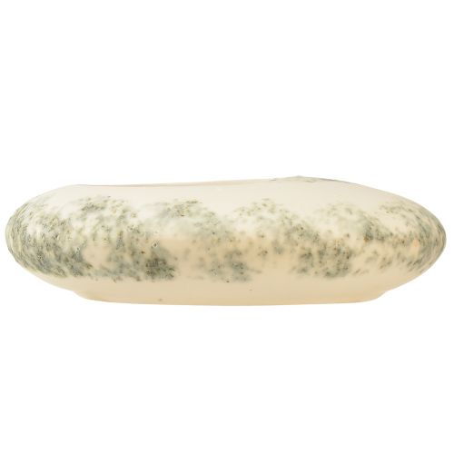 Artikel Dekorativ skål oval platt keramikskål krämgrågrön 19×14×5cm