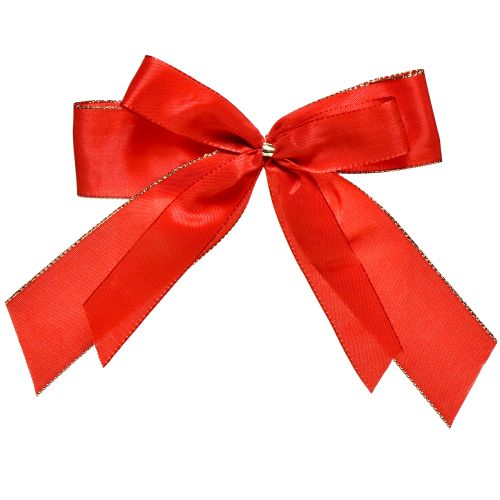 Floristik24 Dekorativ rosett röd rosett med guldkant - elegant juldekoration 4cm bred 15×21cm 10st