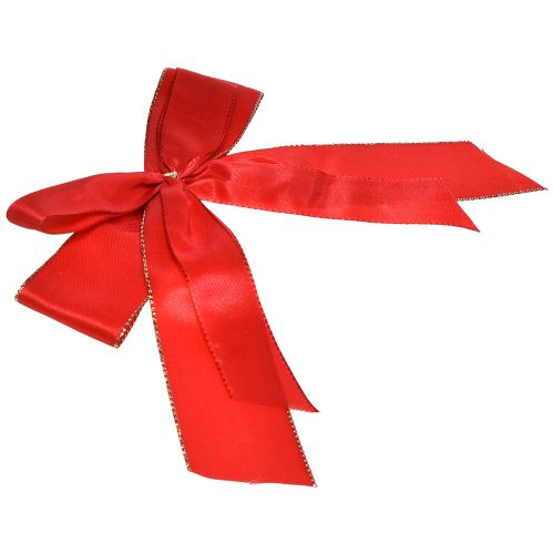 Floristik24 Dekorativ rosett röd rosett med guldkant - elegant juldekoration 4cm bred 15×21cm 10st