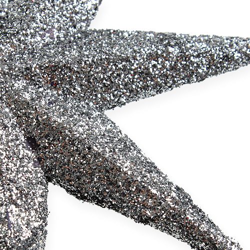 Floristik24 Glitter star silver 10cm 12st