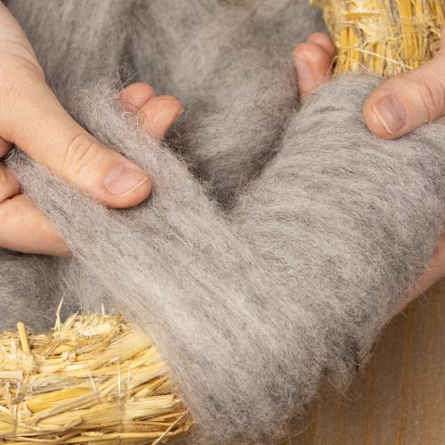 Artikel Ullsnöre dekorativt garn grå-natur 2m tovat garn för hantverk och blomsterdekorationer