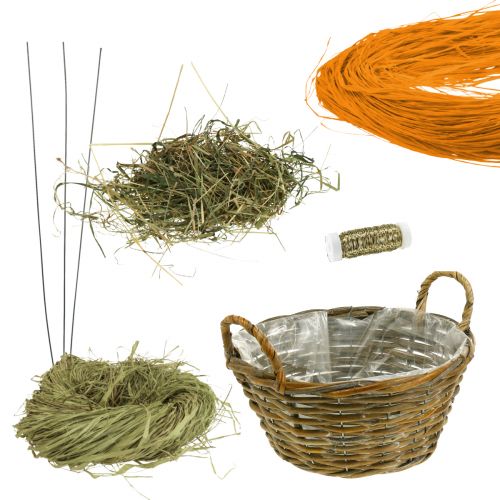 Floristik24 DIY box påskdekoration morötter i en korg raffia bordsdekoration påsk