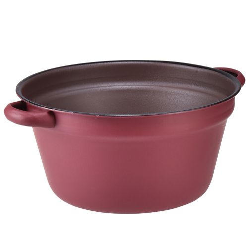 Floristik24 Hink med handtag dekorativa metallbalja för plantering röd Ø20,5cm H10,5cm
