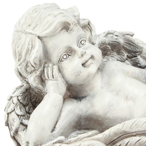 Artikel Ängel liggande dekorativ figur gravdekor grå polyresin 22cm