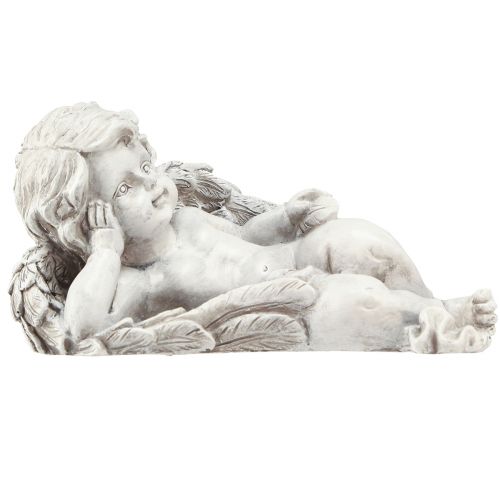 Artikel Ängel liggande dekorativ figur gravdekor grå polyresin 22cm