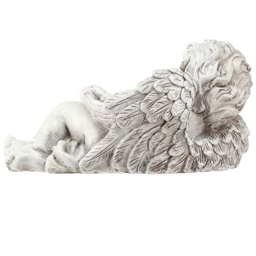 Artikel Ängel liggande dekorativ figur gravdekor grå polyresin 22cm