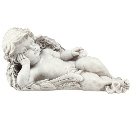 Artikel Ängel liggande grav dekoration polyresin grå vit 31×16cm