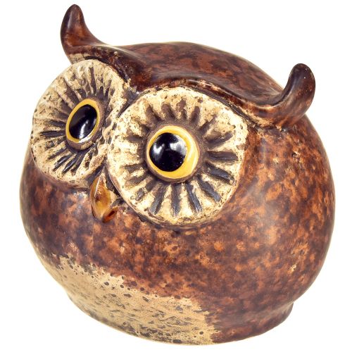Artikel Charmiga keramiska ugglefigurer - detaljerad design i brunt och kräm, 10,5 cm - perfekt dekoration för vardagsrum och arbetsrum - 3 stycken