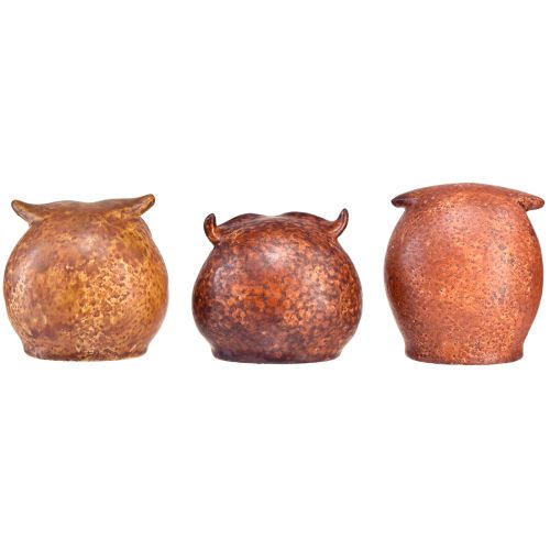 Artikel Charmiga keramiska ugglefigurer - detaljerad design i brunt och kräm, 10,5 cm - perfekt dekoration för vardagsrum och arbetsrum - 3 stycken
