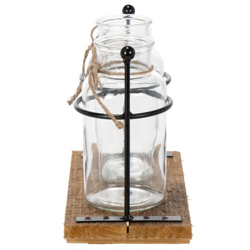 Dekorativ flaskvas, glas och trä, 23x12x19,5cm, 2 stycken | Floristik24.se