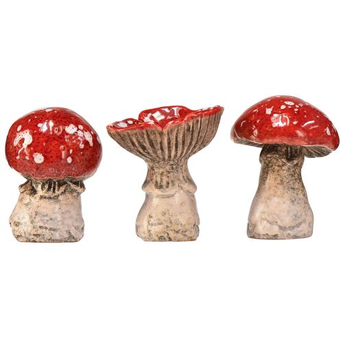 Artikel Charmiga keramiska paddsvampdekorationer - Röd med vita prickar, 8,6 cm - Idealisk trädgårdsdekoration - Paket med 3