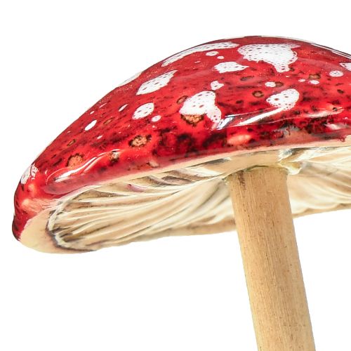 Artikel Paddsvamp på pinne, röd, 5,5cm - dekorativa höstsvampar för trädgården och hemmet, 6 st.