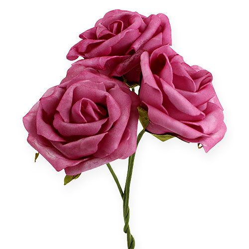 Floristik24 Skumrosa Ø 8cm fuchsia 18 st