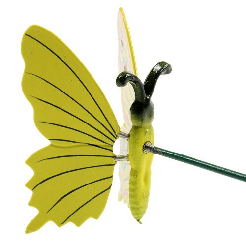 Artikel Fjäril på pinne 17cm gul
