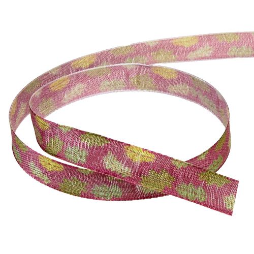 Artikel Presentband hösttyg band med ekblad Bordeaux grön 15mm 18m