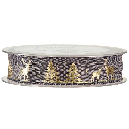 Artikel Presentband lavendel guld Julhjort 25mm 15m