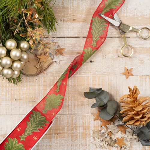 Presentband julgran med stjärnor 40mm 15m | Floristik24.se