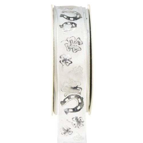 Artikel Presentband vit silver dekorationsband nyårsafton 25mm 18m