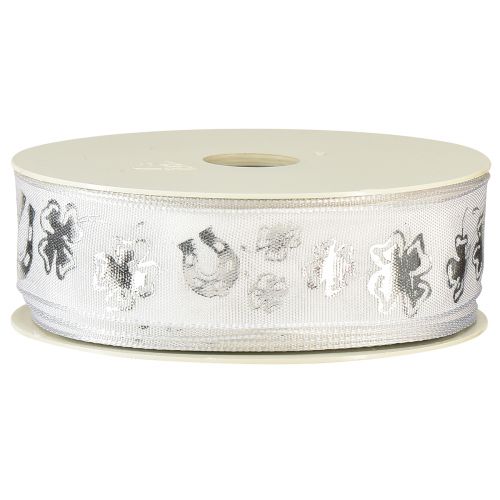 Artikel Presentband vit silver dekorationsband nyårsafton 25mm 18m